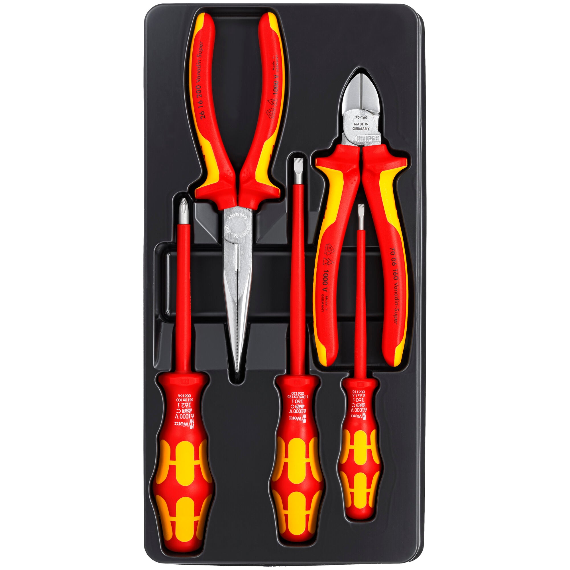 Knipex 5-Piece 1000V Insulated Pliers and Screwdriver Set - Professional Electrician Tool Kit for Safe Electrical Work & Home Repairs | Perfect for Wiring, Circuit Maintenance & DIY Projects
