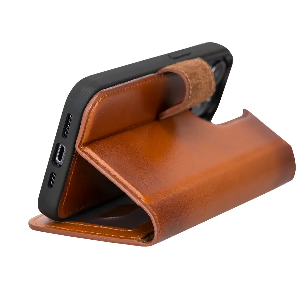 Premium Burnished Tan Leather Wallet Case for iPhone 13 Pro - Slim Protective Cover with Card Slots | Perfect for Everyday Use, Travel & Business (6.1 Inch)