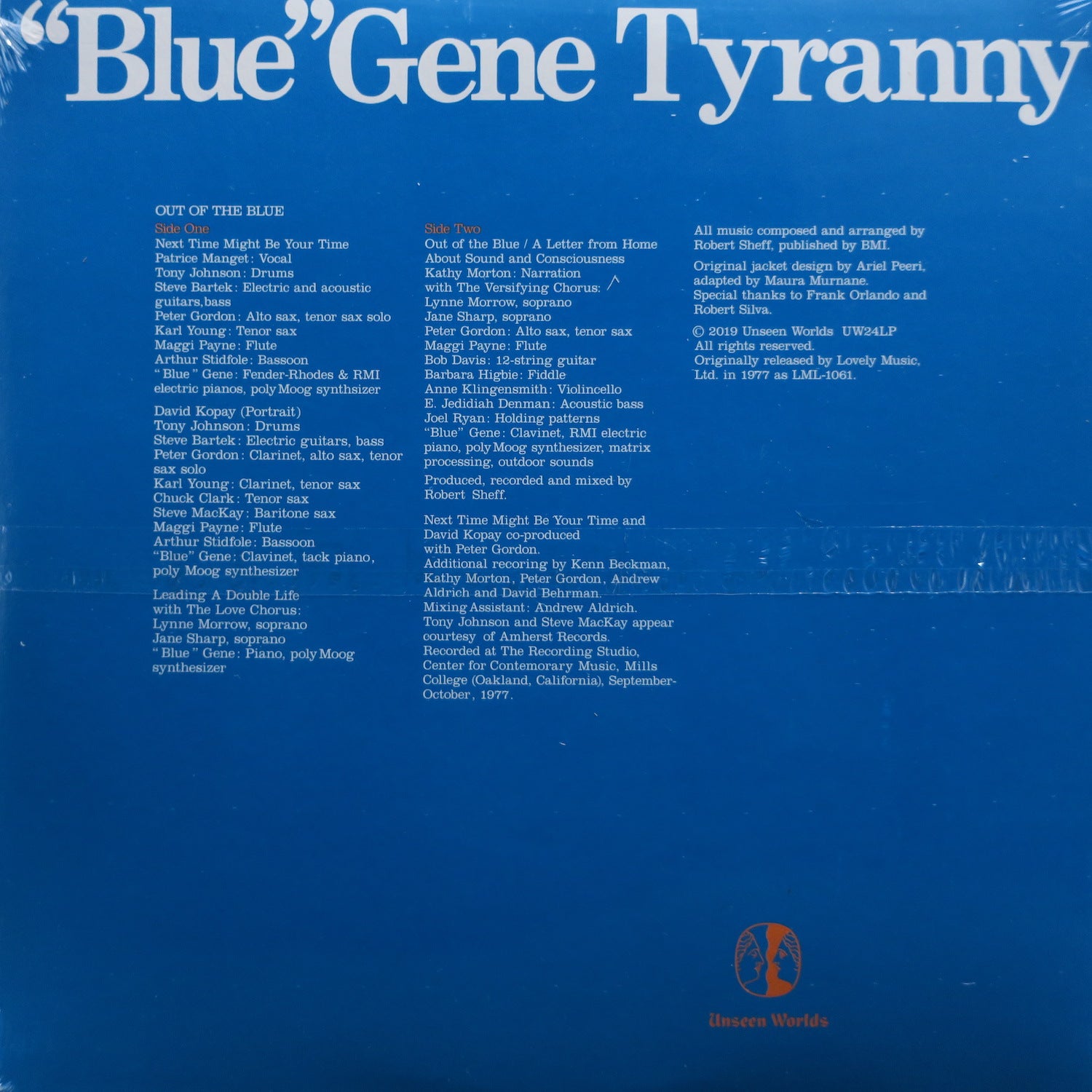 BLUE GENE TYRANNY 'Out Of The Blue' Vinyl LP Record - 1978 Avant-Garde Rock Album - Perfect for Vinyl Collectors & Experimental Music Lovers