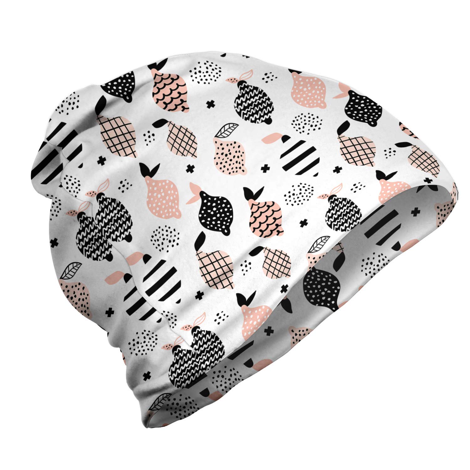 Ambesonne Unisex Beanie - Pastel Sketchy Lemons Design for Men & Women - Soft Winter Knit Hat for Hiking, Outdoor Activities & Casual Wear