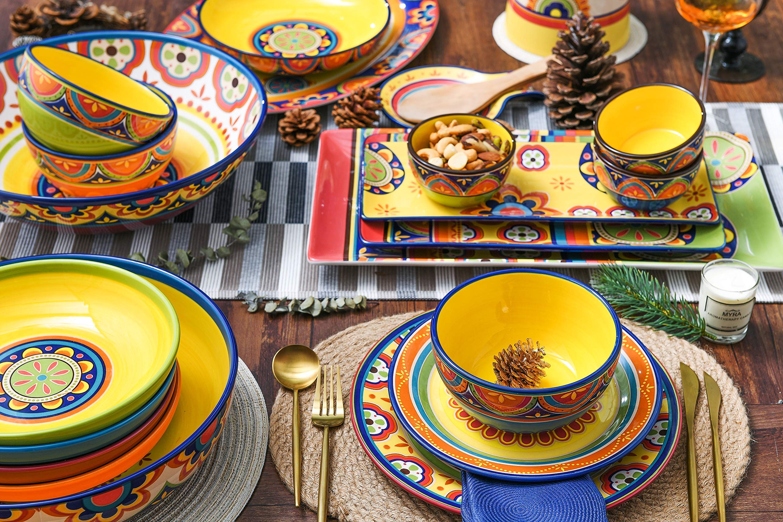 Bico Tunisian Ceramic 12-Piece Dinnerware Set - Service for 4 People with 11