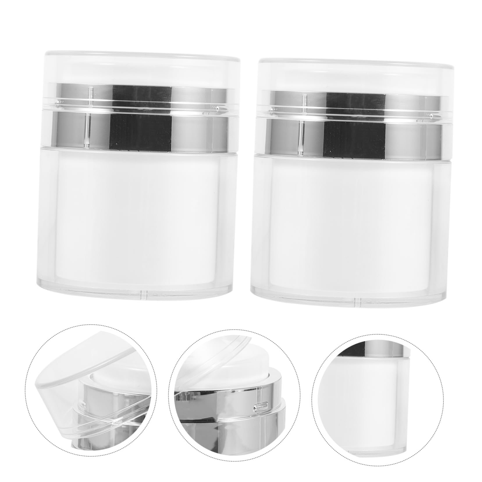 Minkissy 2-Pack 50ML Refillable Airless Pump Bottles - Vacuum Press Face Cream Jars for Lotion, Foundation & Cosmetics | Travel-Friendly Leak-Proof Makeup Containers | Perfect for Skincare, Makeup Storage & Travel Essentials