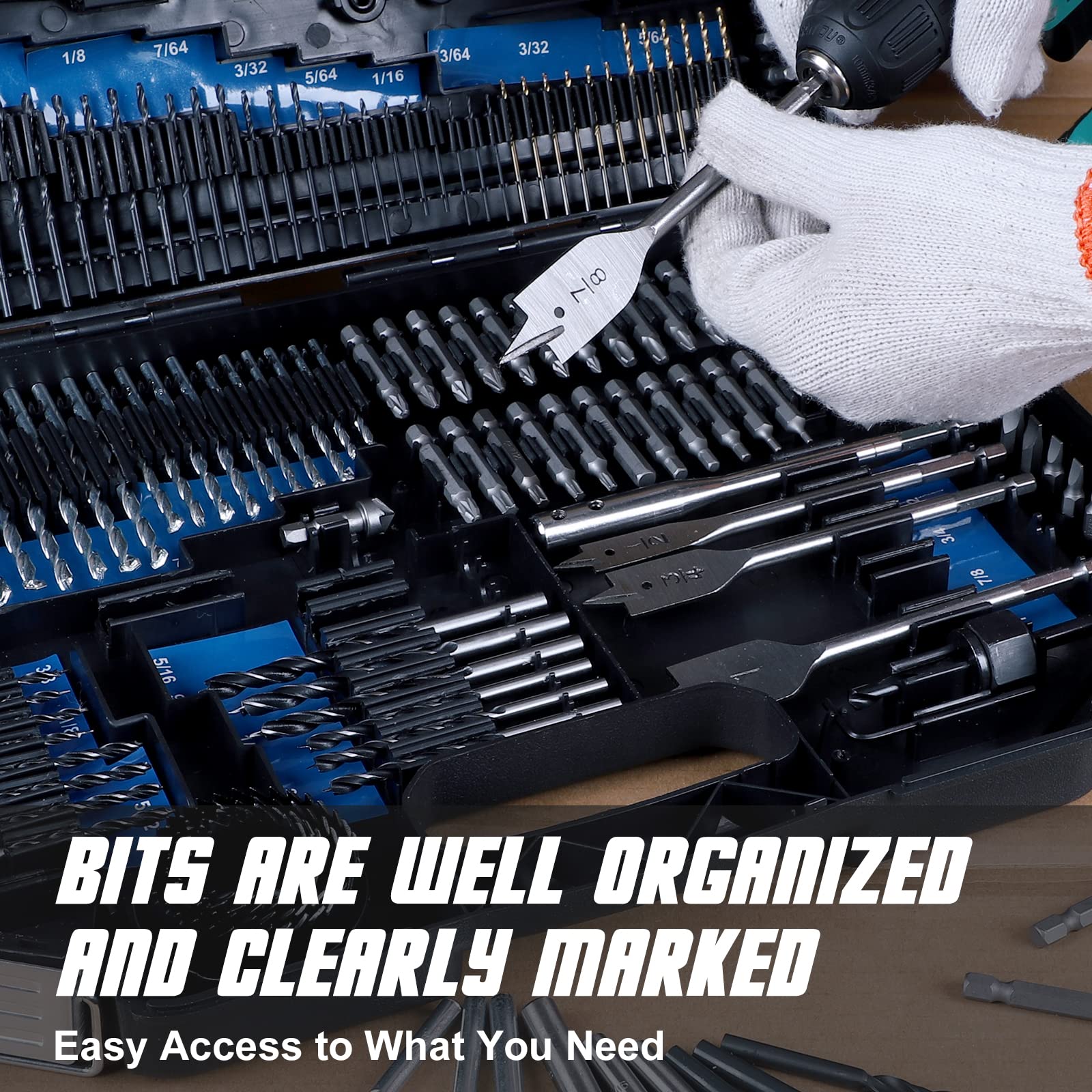 COMOWARE 246-Piece Drill Bit Set for Cordless Drills - High-Speed Steel Bits for Wood, Metal, Masonry & Concrete - Includes Screwdriver Bits - Perfect for DIY Projects, Home Repairs & Construction Work