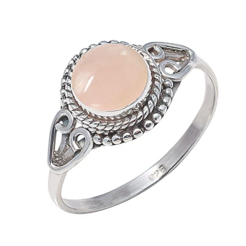 925 Sterling Silver Rose Quartz Ring for Women - Size US 8, Rose Quartz Gemstone Statement Ring, Elegant Jewelry Gift for Her - Perfect for Valentine's Day, Anniversary, Birthday & Special Occasions