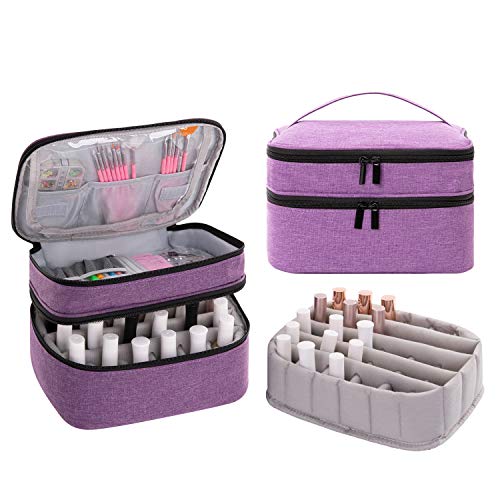 AFUOWER Nail Polish Organizer Case - Holds 30 Bottles (15ml/0.5oz) Double Layer Storage Bag for Nail Polish & Manicure Tools - Perfect for Salon Professionals, Travel & Home Organization