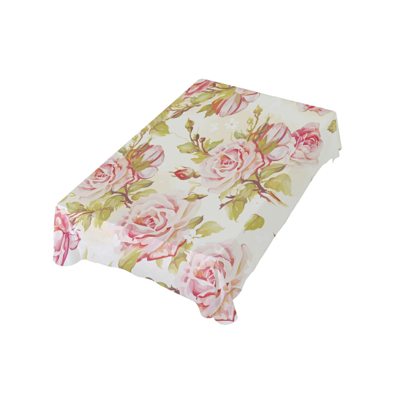 ALAZA Elegant Pink Roses Oblong Tablecloth 60 x 108 Inch, Perfect for Dining Room, Party, Holiday, and Wedding Decorations