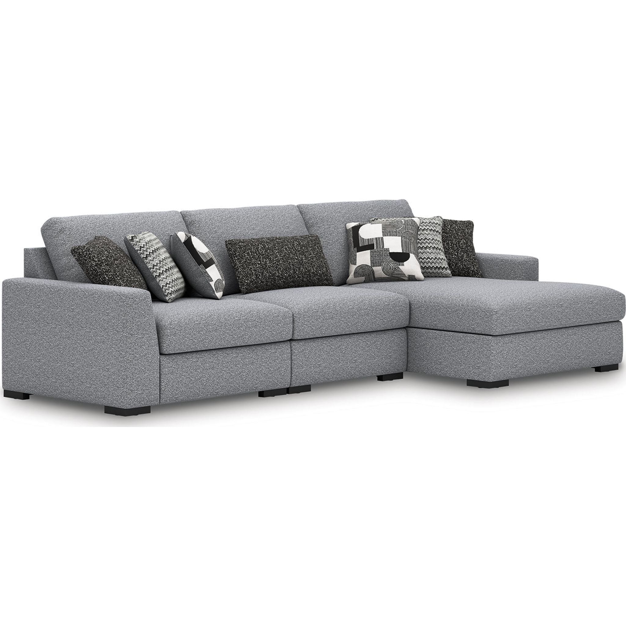 Bealton 3-Piece Sectional Sofa with Chaise Lounge - Modern L-Shaped Couch in Salt & Pepper Fabric - Perfect for Living Room, Family Room & Apartment Decor