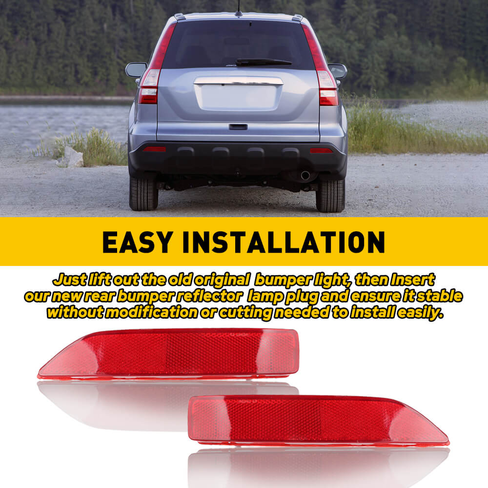 Red Rear Bumper Reflector Lamp Cover for 2007-2009 Honda CR-V - Replacement Tail Light Housing - Enhances Night Visibility & Safety
