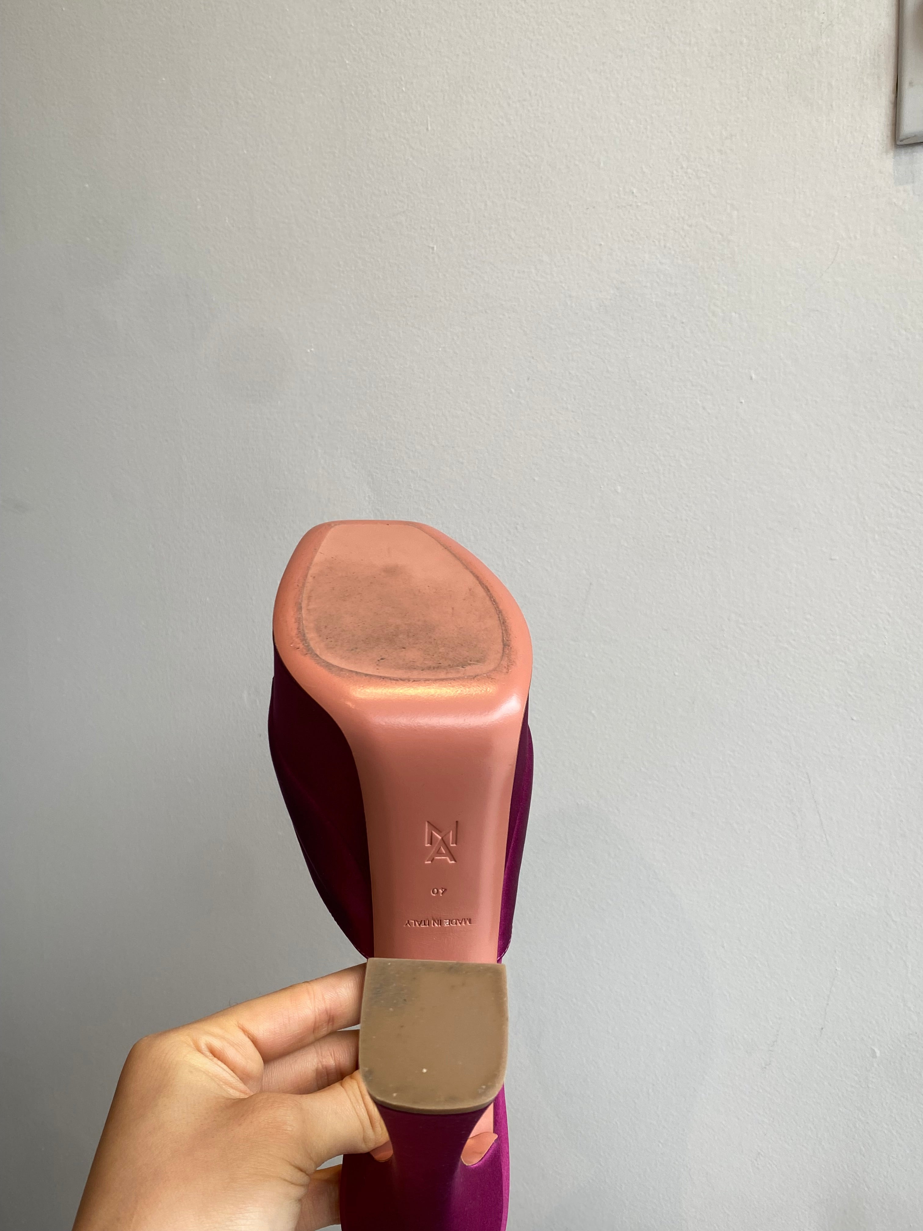 Amina Muaddi Pink Satin Mules - Women's Luxury Slide Sandals Size 40 | Perfect for Summer Weddings, Beach Vacations & Evening Parties