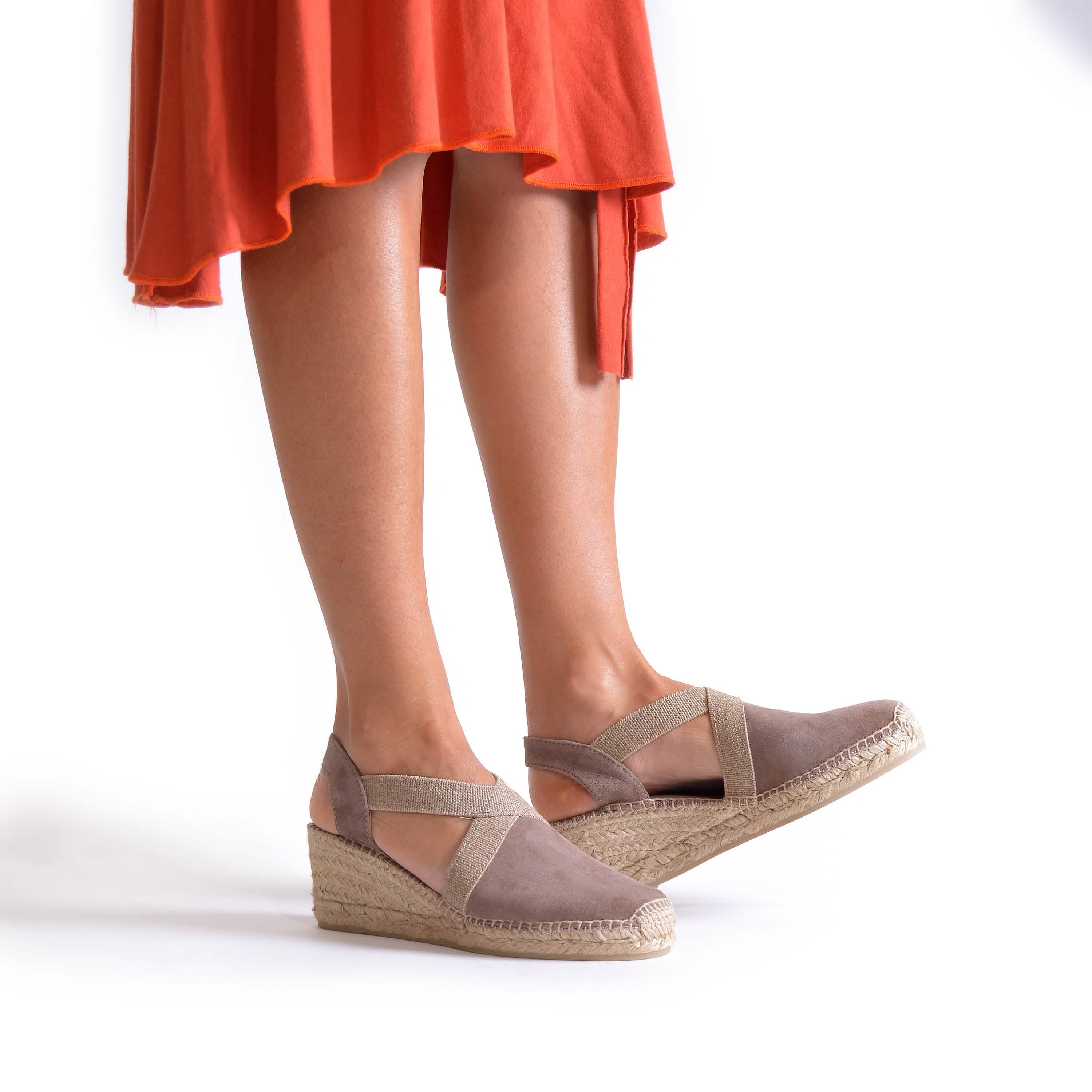Women's Plain Suede Leather Wedge Espadrilles - Comfortable Casual Summer Shoes for Beach, Vacation & Everyday Wear | Tona