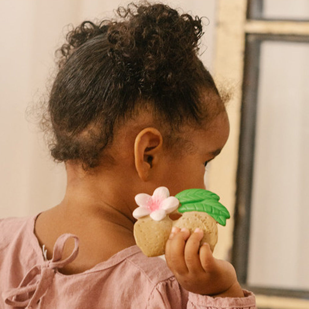 Oli & Carol Aly the Almond Natural Rubber Teether Toy for Babies - Safe & Eco-Friendly Chewing Toy for Soothing Sore Gums | Perfect for Teething Infants, Travel & On-the-Go Comfort