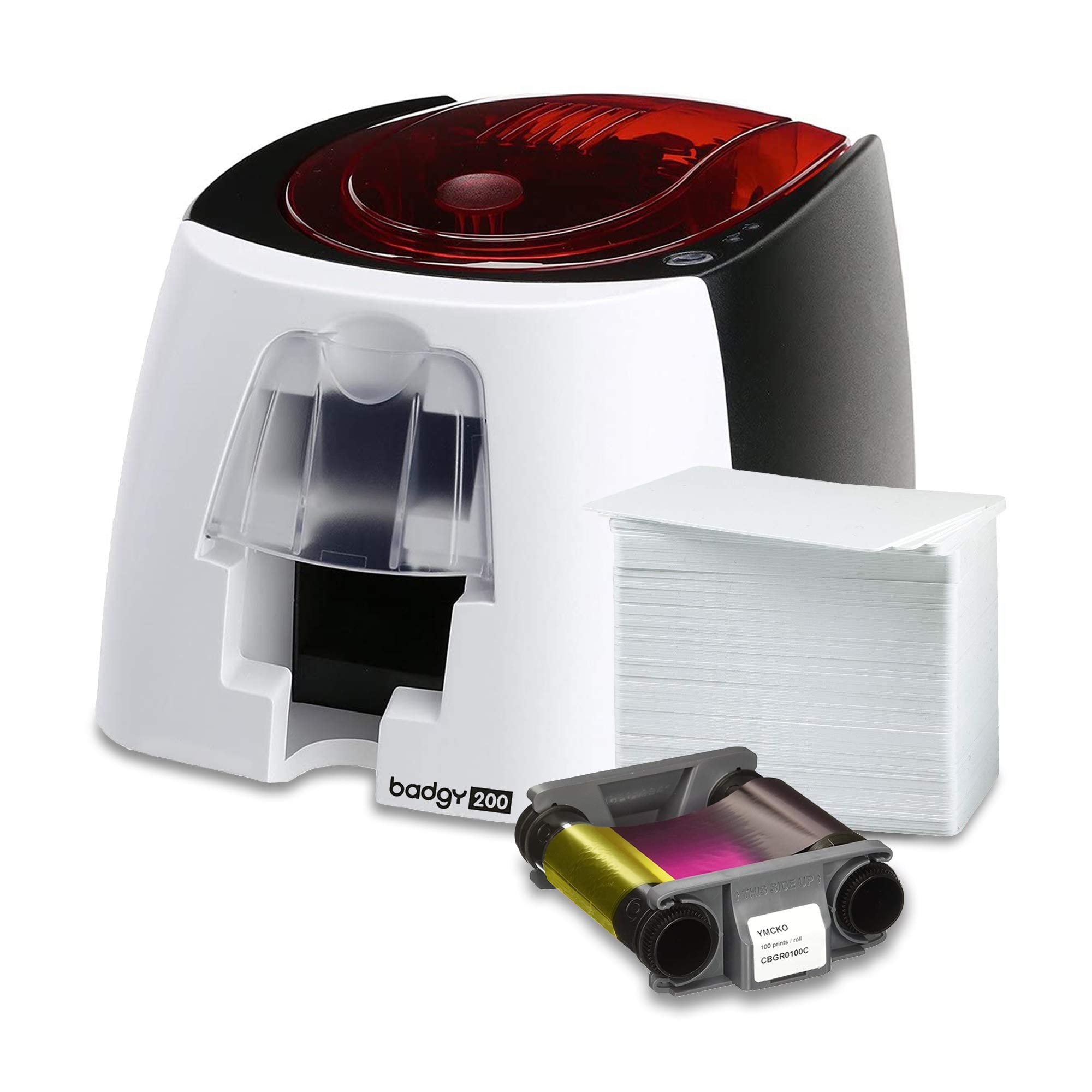 Evolis Badgy200 Single-Sided ID Card Printer for Schools, Offices & Events - High-Quality Plastic Card Printing Solution