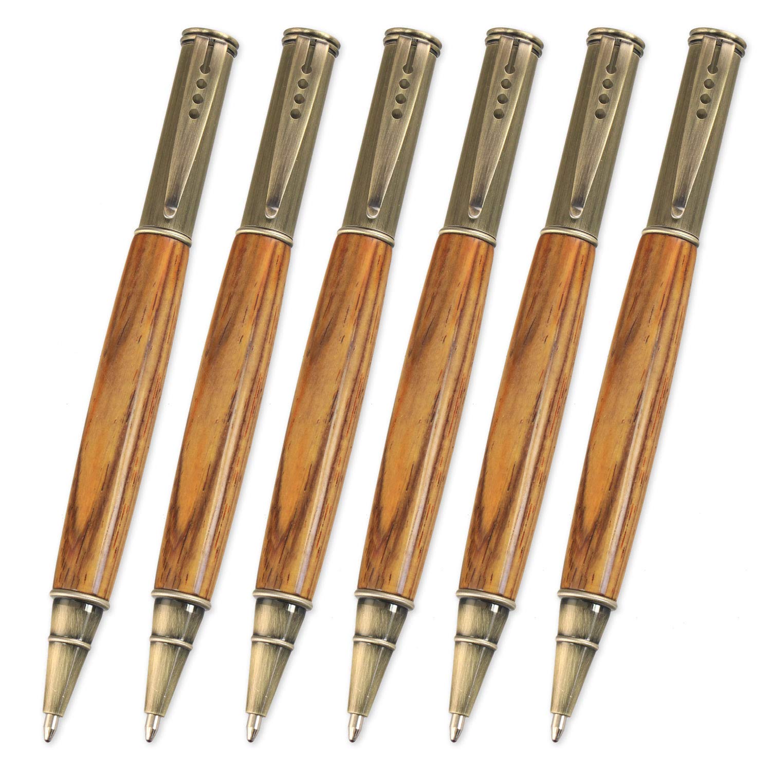 Premium Wordsmith Pen Kit - 6 Pack Antique Bronze Polish Fountain Pens for Calligraphy, Writing & Gifting (Elegant Office, Wedding, Graduation Present)