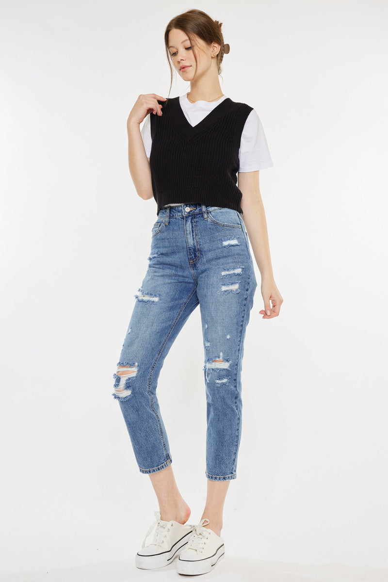 Bobbie Ultra High Rise Straight Leg Jeans for Women - Stretchy Denim Pants with Comfortable Fit - Perfect for Casual Wear, Office & Date Night