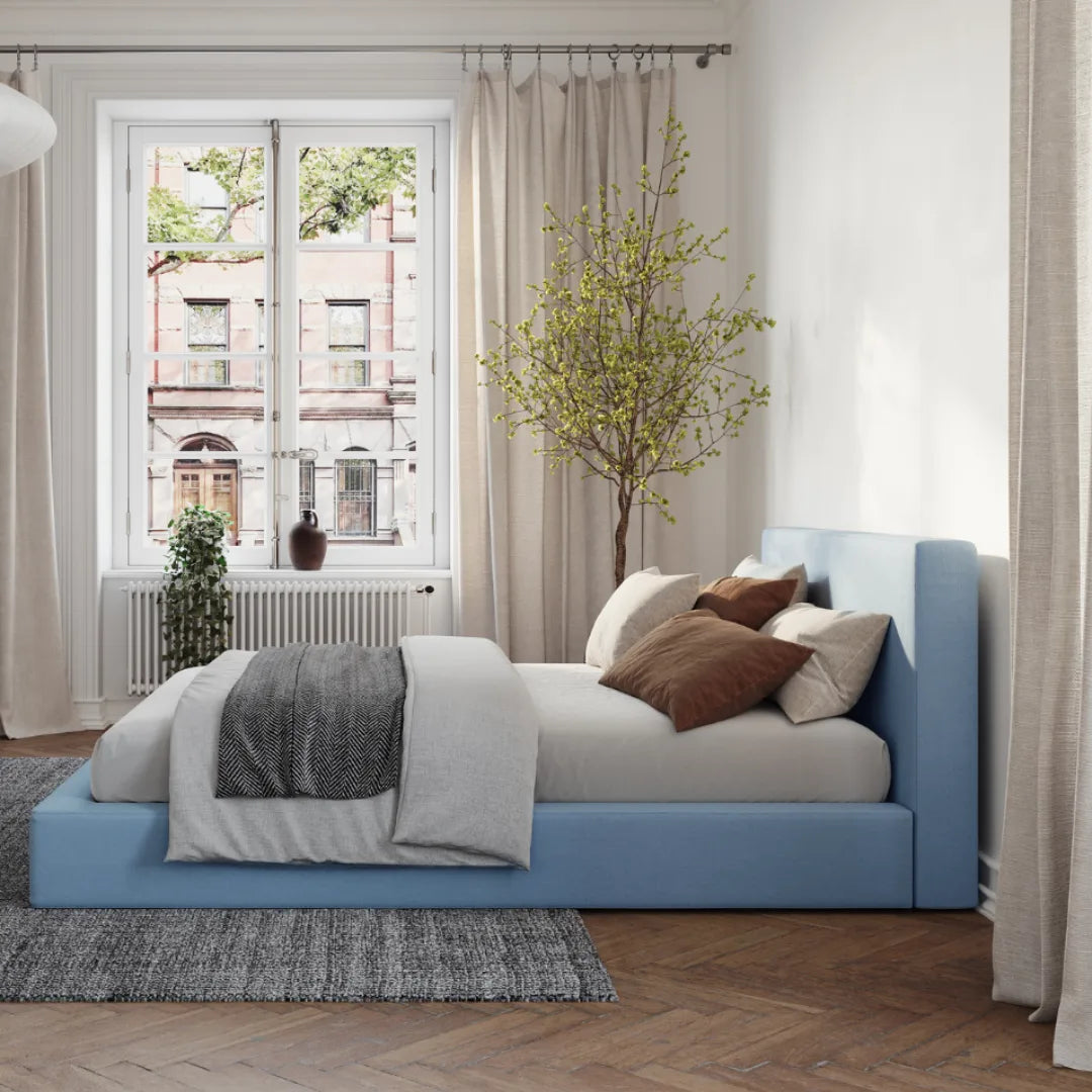 Premium Queen Size Bed Frame with Upholstered Headboard - Sturdy Metal Platform Bed for Bedroom, Guest Room & Dorm | Easy Assembly & Modern Design
