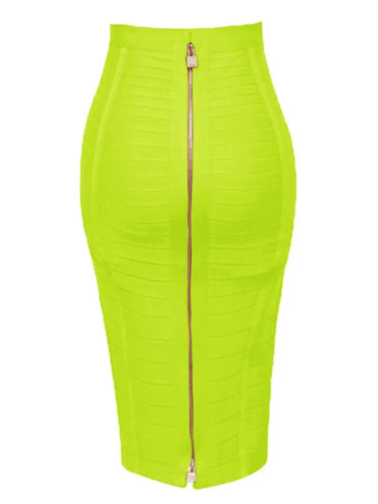 13 Colors Plus Size XL XXL 58cm Women's Sexy Zipper Bandage Skirt - Black Blue Orange Red Rayon A-Line Designer Skirt | Perfect for Clubwear, Night Out, Date Night & Party Outfits