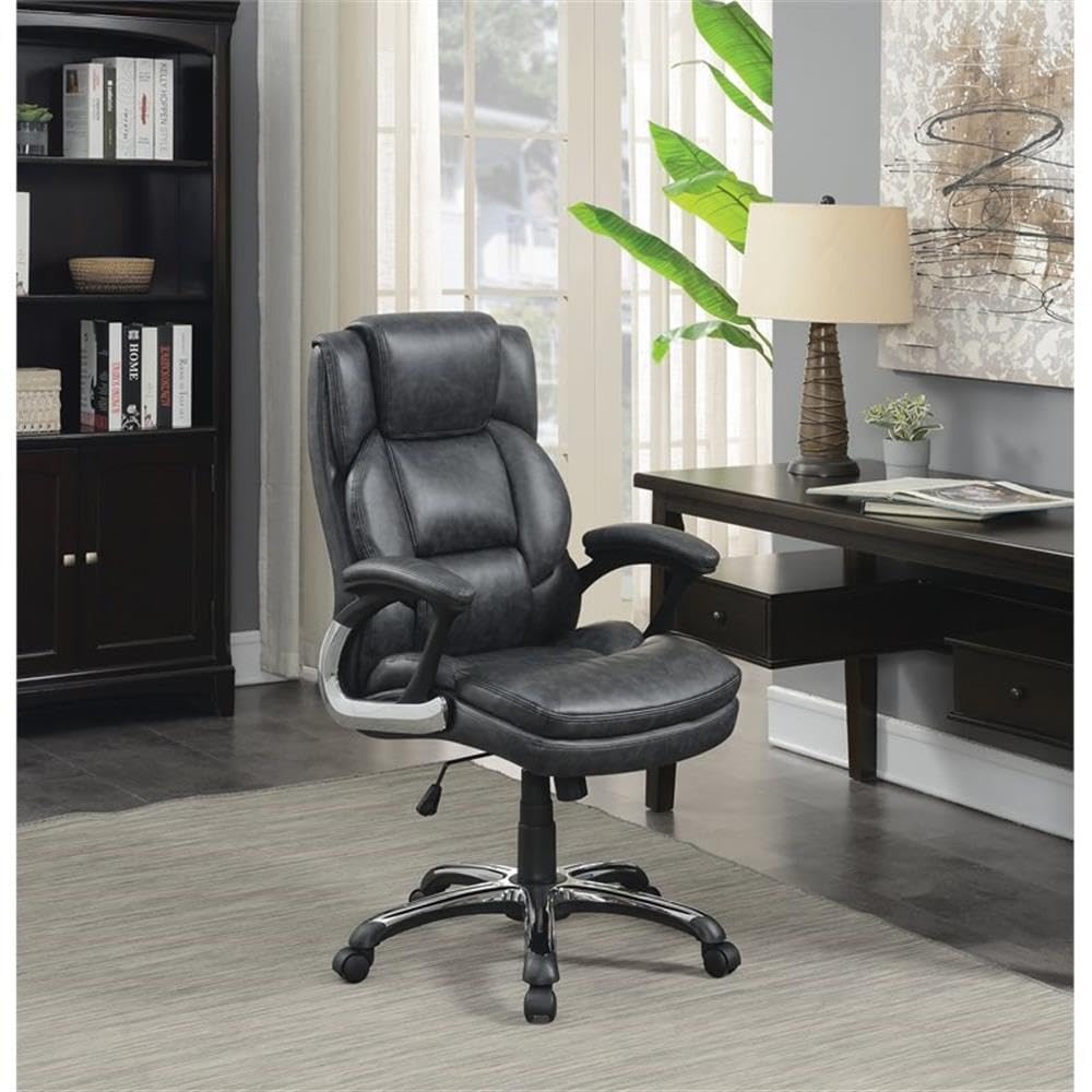 UrbanPro Adjustable Height Office Chair with Padded Armrests in Gray & Black - Ergonomic Desk Chair for Home Office, Gaming, and Workspace Comfort