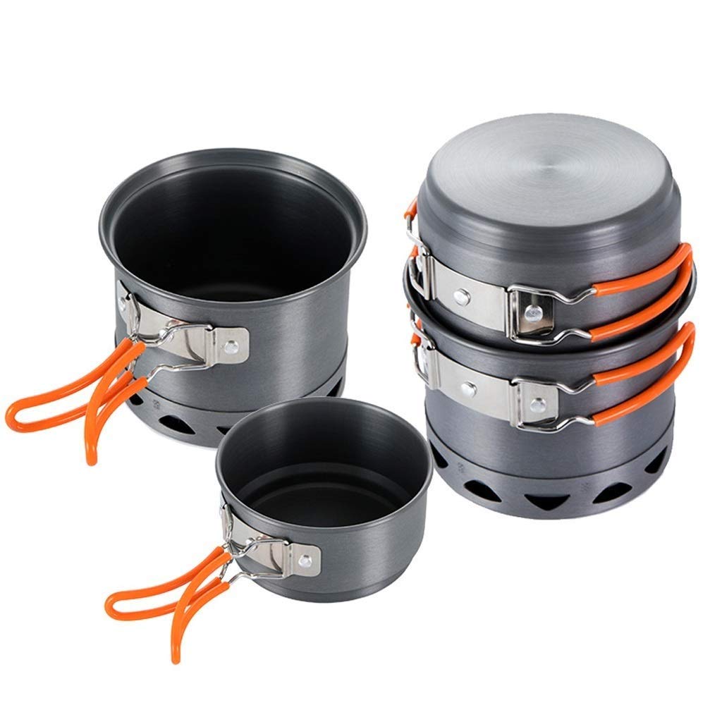ZAIHW Portable 2-3 Person Outdoor Camping Cookware Set - Lightweight Aluminum Alloy Pot & Pan for Hiking, Picnic, Backpacking & Survival Gear - Perfect for Camp Cooking, RV Trips & Emergency Preparedness