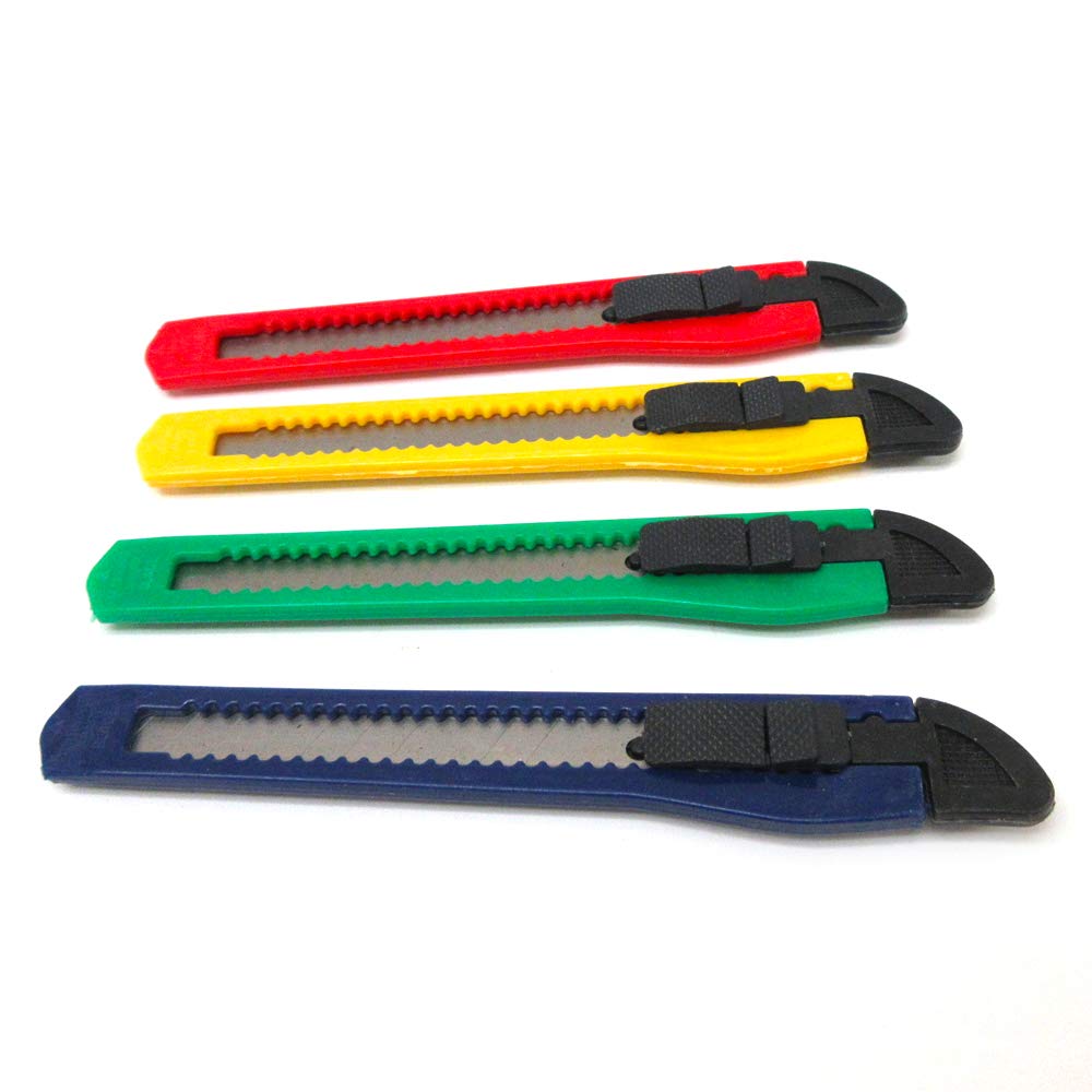 8-Piece Utility Box Cutter Set - Retractable Snap-Off Lock Razor Sharp Blades for Home, Office & Warehouse Use - Heavy Duty Cutting Tool for Packaging, Crafts & DIY Projects