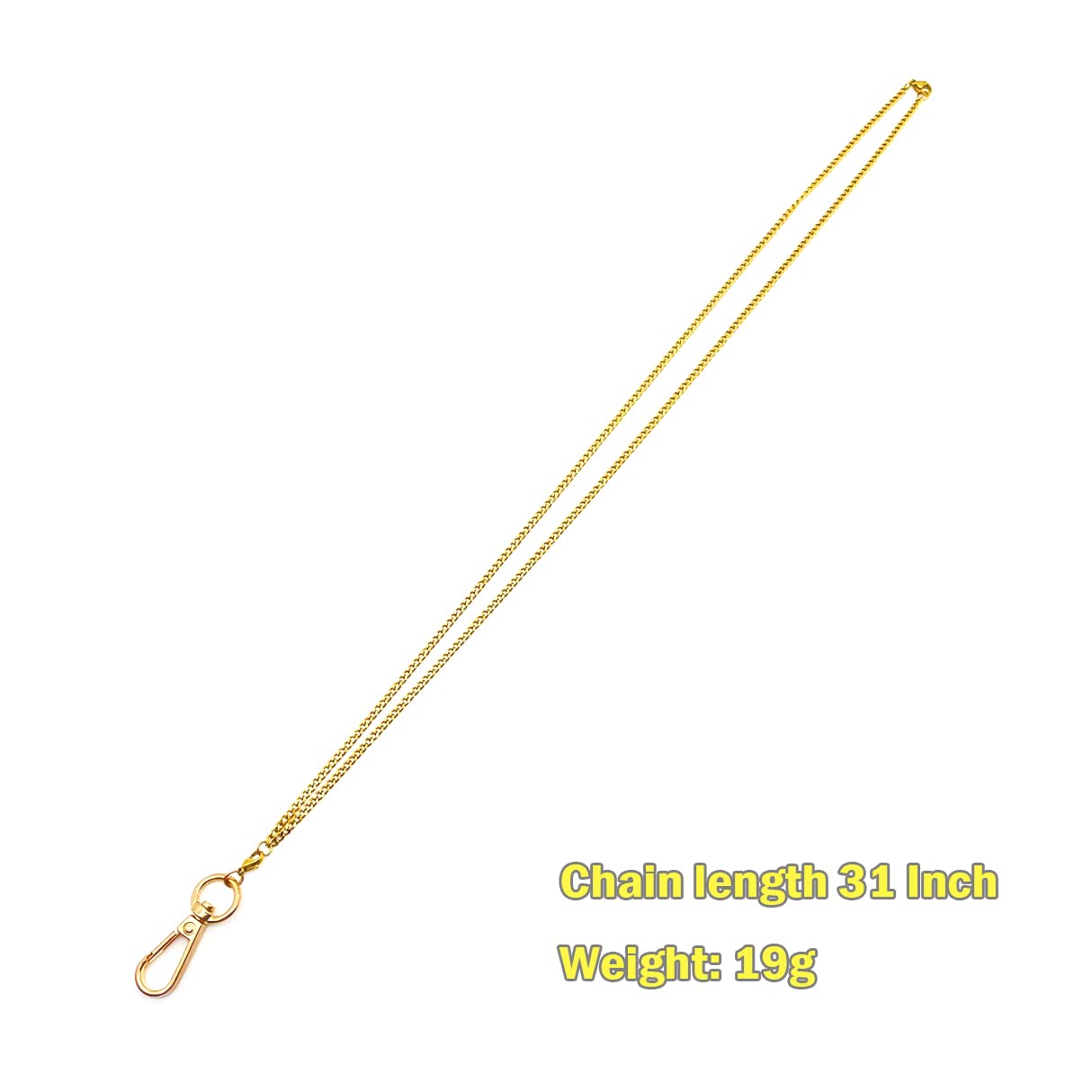 Stylish Stainless Steel Lanyard for ID Badges & Keys - Gold Chain Necklace for Work & Events