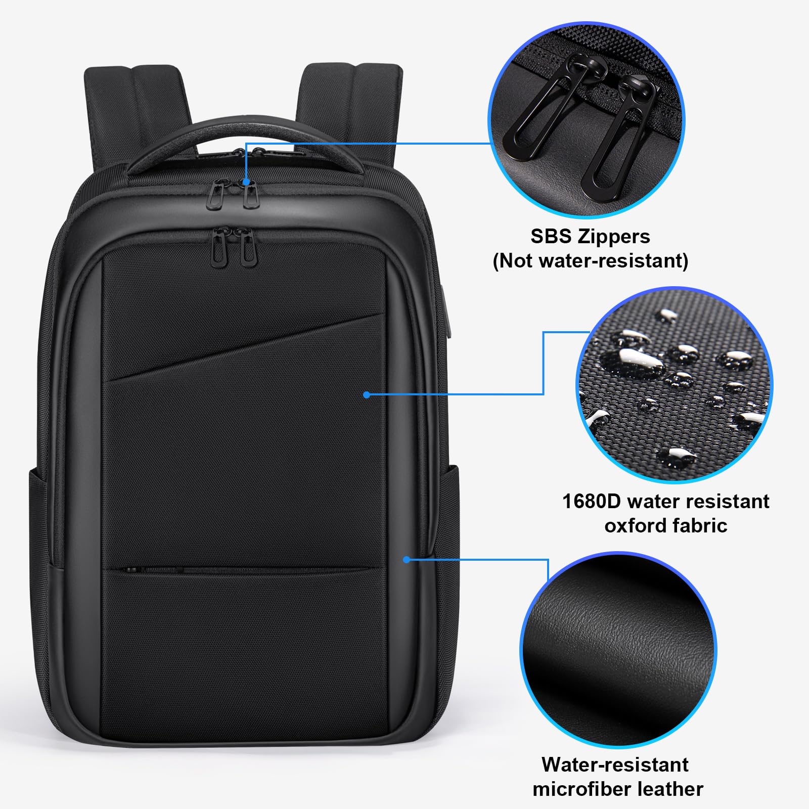FENRUIEN 15.6 Inch Expandable Travel Laptop Backpack with USB Charging Port - Water Resistant Business Backpack for Men & Women - Perfect for Work, Commuting, and Airplane Travel