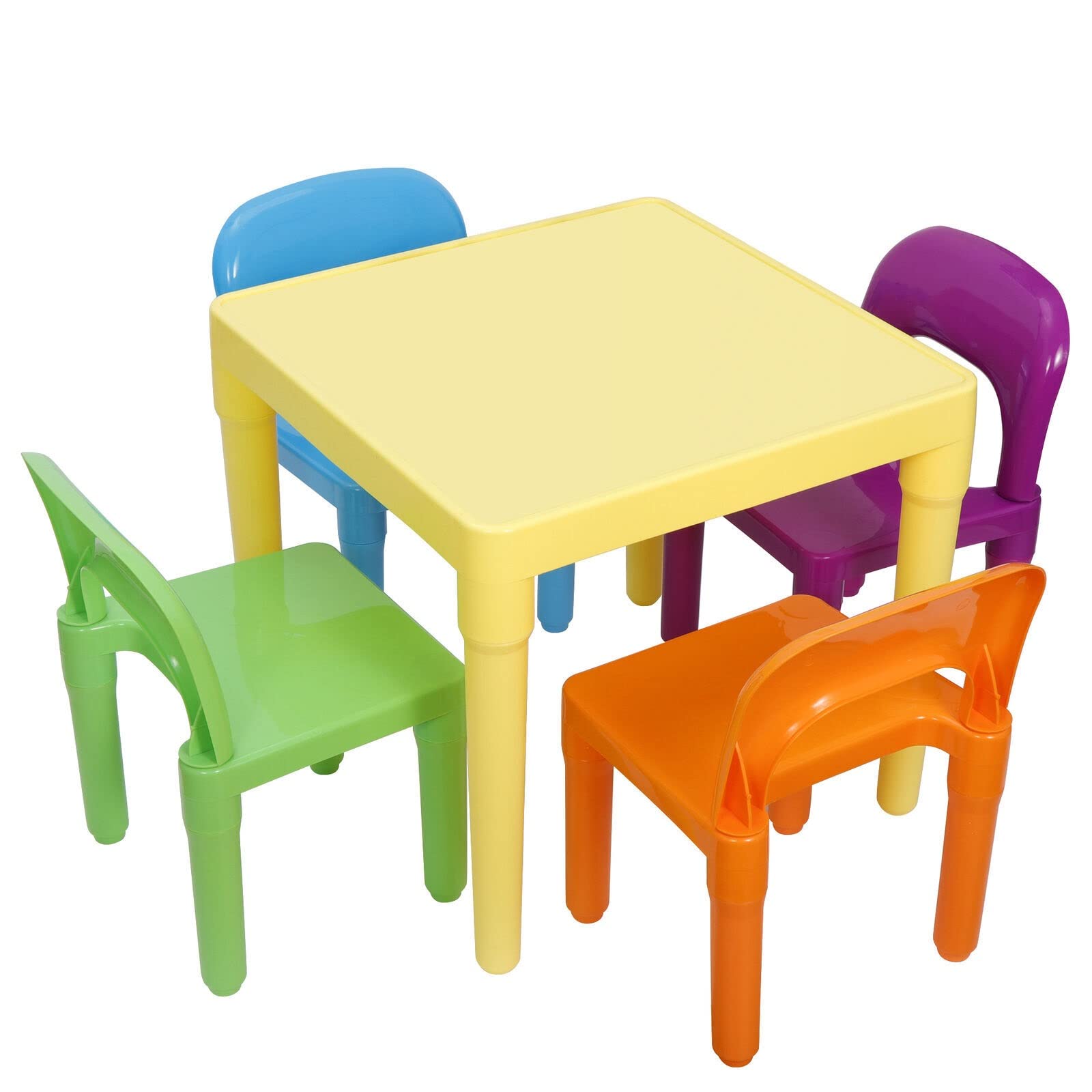 ALIDAM Kids Study Desk & Chair Set - 4-Piece Plastic Children's Table & Chairs for Learning, Playing & Eating - Durable Indoor Kids Furniture for Classroom, Playroom & Home Schooling