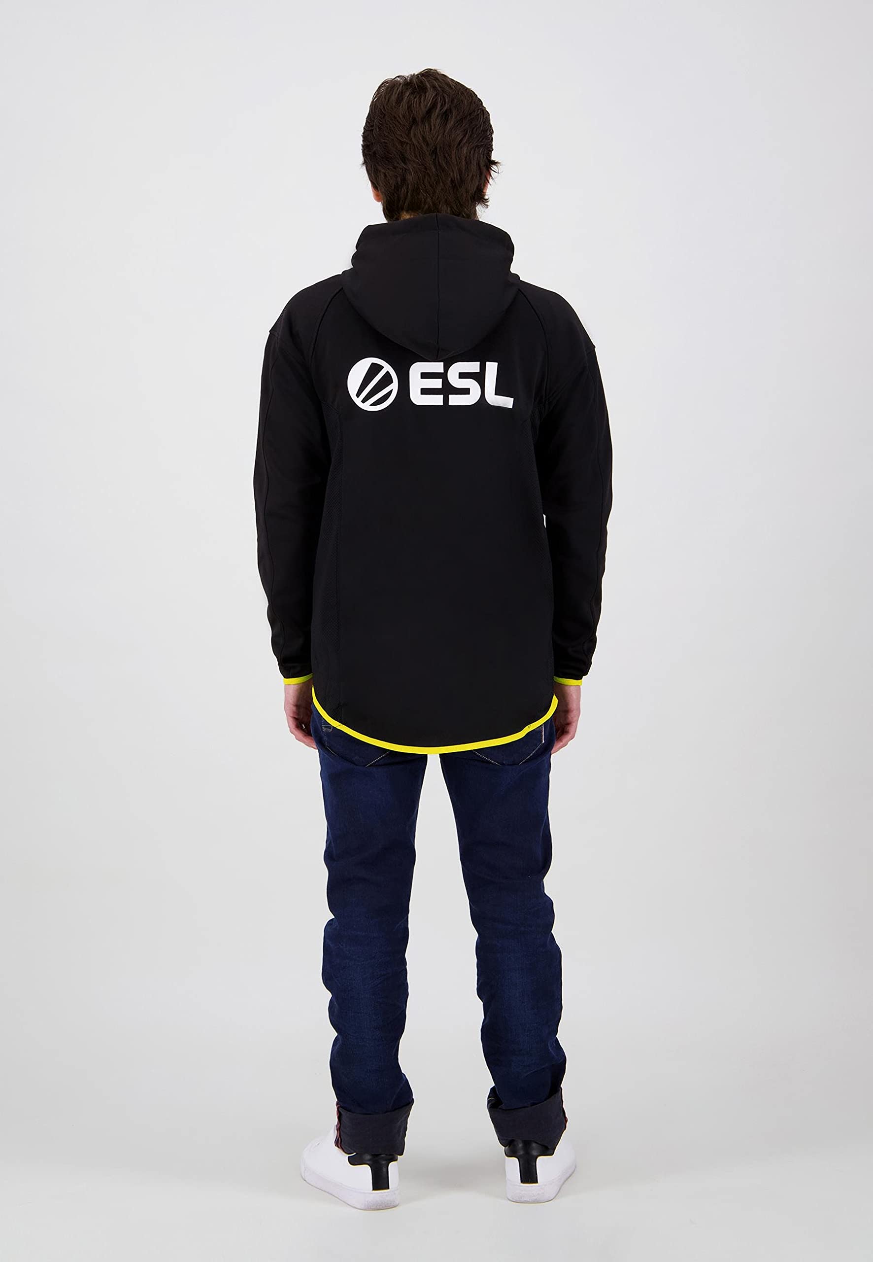 Official ESL Hoodie Teq Logo - Men's Black Zip-Up Hooded Sweatshirt Size S | Gaming Apparel for Esports Fans & Casual Wear