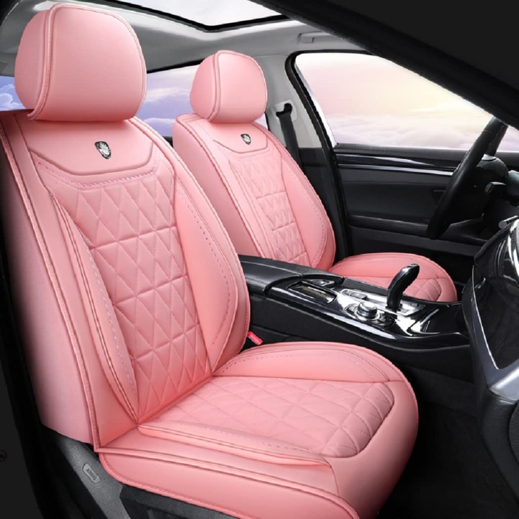 Premium Pink Leather Car Seat Covers Full Set (5-Piece) - Universal Fit for Cars, SUVs & Trucks - Soft Automotive Seat Protectors for Comfort & Style - Perfect for Daily Commute, Road Trips & Family Travel
