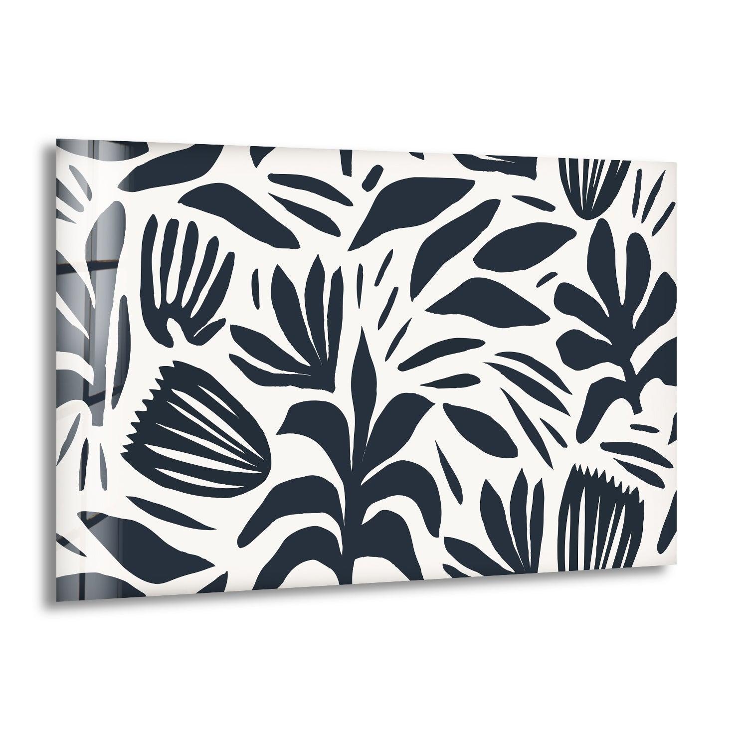 Abstract Shape Leaf and Flower Glass Wall Art - Modern Botanical Decor for Living Room, Bedroom, or Office - Elegant Handmade Glass Artwork for Home & Interior Design