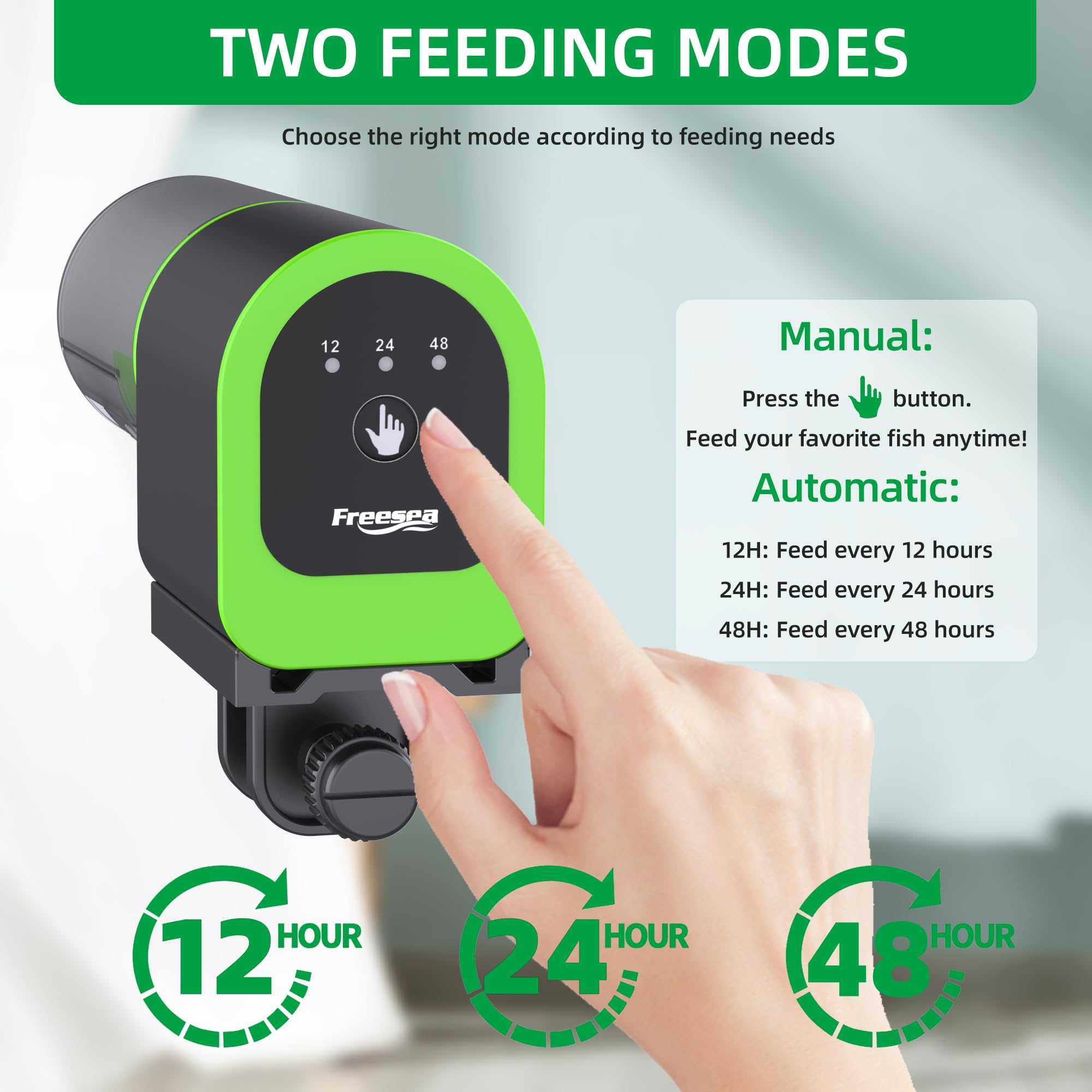 FREESEA Automatic Fish Feeder for Aquarium - USB Rechargeable Auto Fish Food Dispenser with Timer for Vacation & Daily Feeding | Perfect for Small to Medium Fish Tanks
