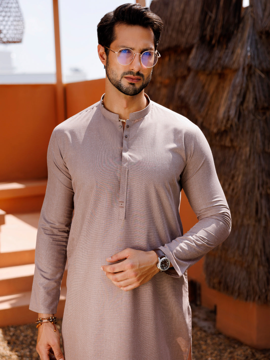 Stylish Blended Brown Kurta for Men & Women | Comfortable Cotton Ethnic Wear | Perfect for Festivals, Weddings & Casual Outings