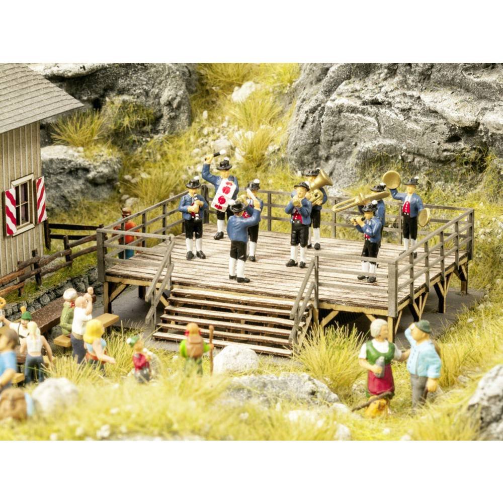 NOCH H0 Scale Model Railway Scenery - Event Stage with Brass Band for Train Layouts | Perfect for Dioramas, Christmas Villages & Railroad Displays