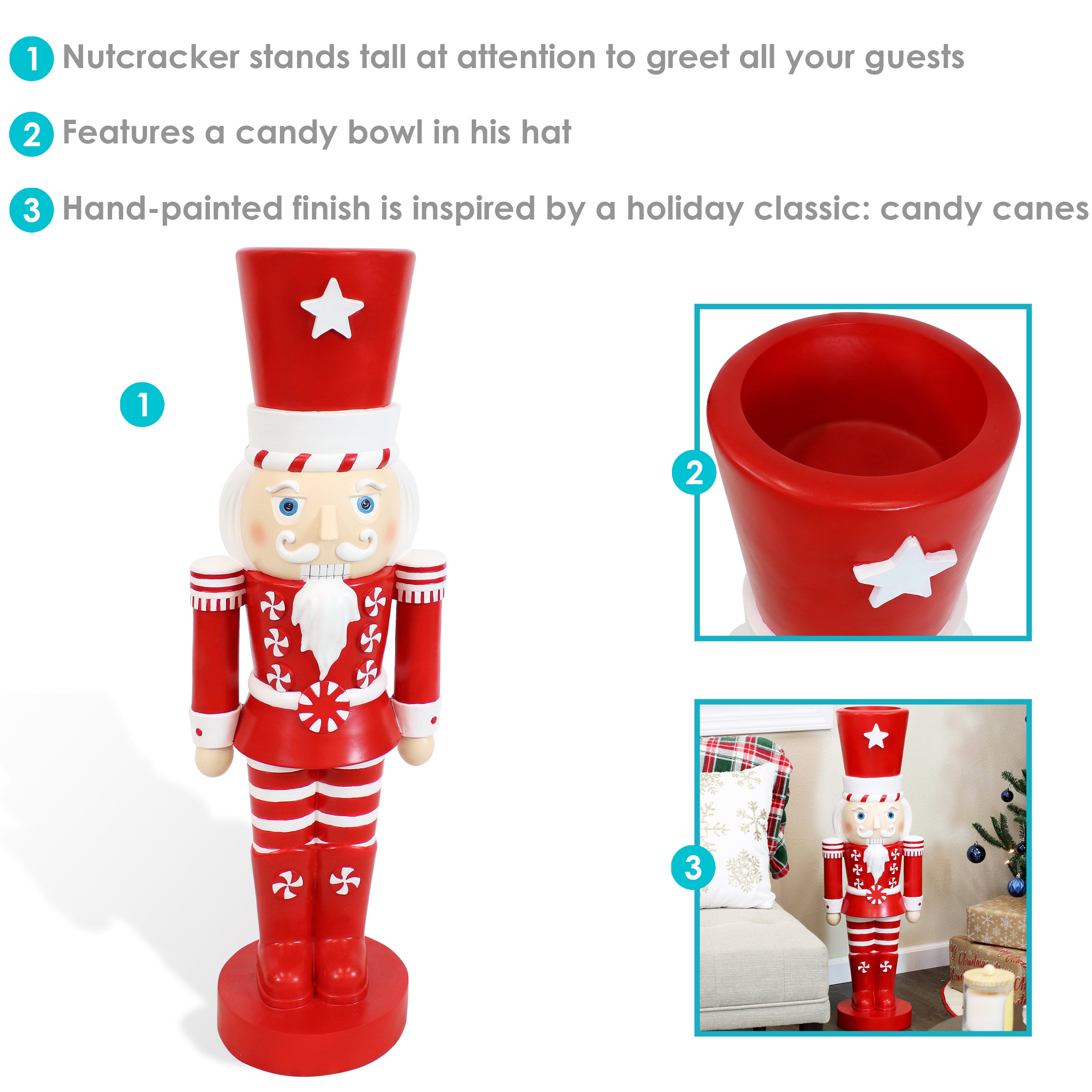 Sunnydaze Alfonso the Noble Large Christmas Nutcracker Statue - 36