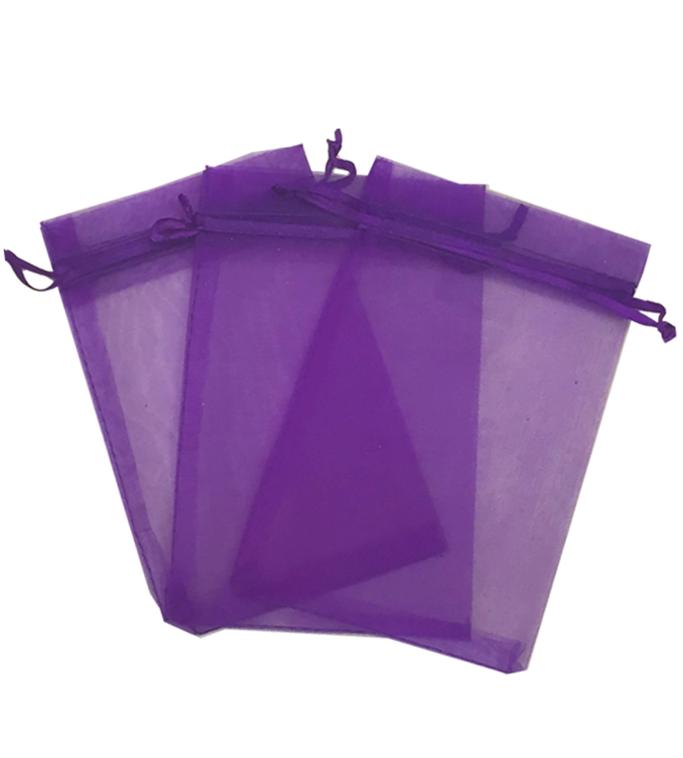200 Pcs 3x4 Inch Purple Sheer Organza Drawstring Bags - Jewelry Pouches, Wedding Favors, Party Gift Bags for Candy, Confetti & Small Gifts - Elegant & Reusable (Kyezi Design)