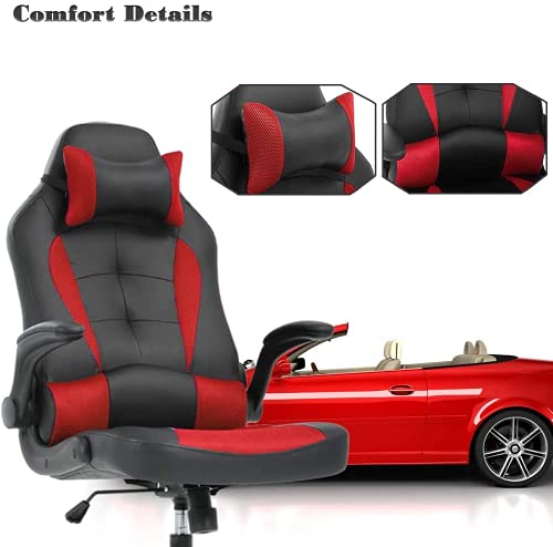 Ergonomic Racing Gaming Chair - High Back PU Leather Office Chair with Lumbar Support & Headrest - Adjustable Swivel Computer Chair for Home, Office & Gaming - Perfect for Long Hours of Work & Play