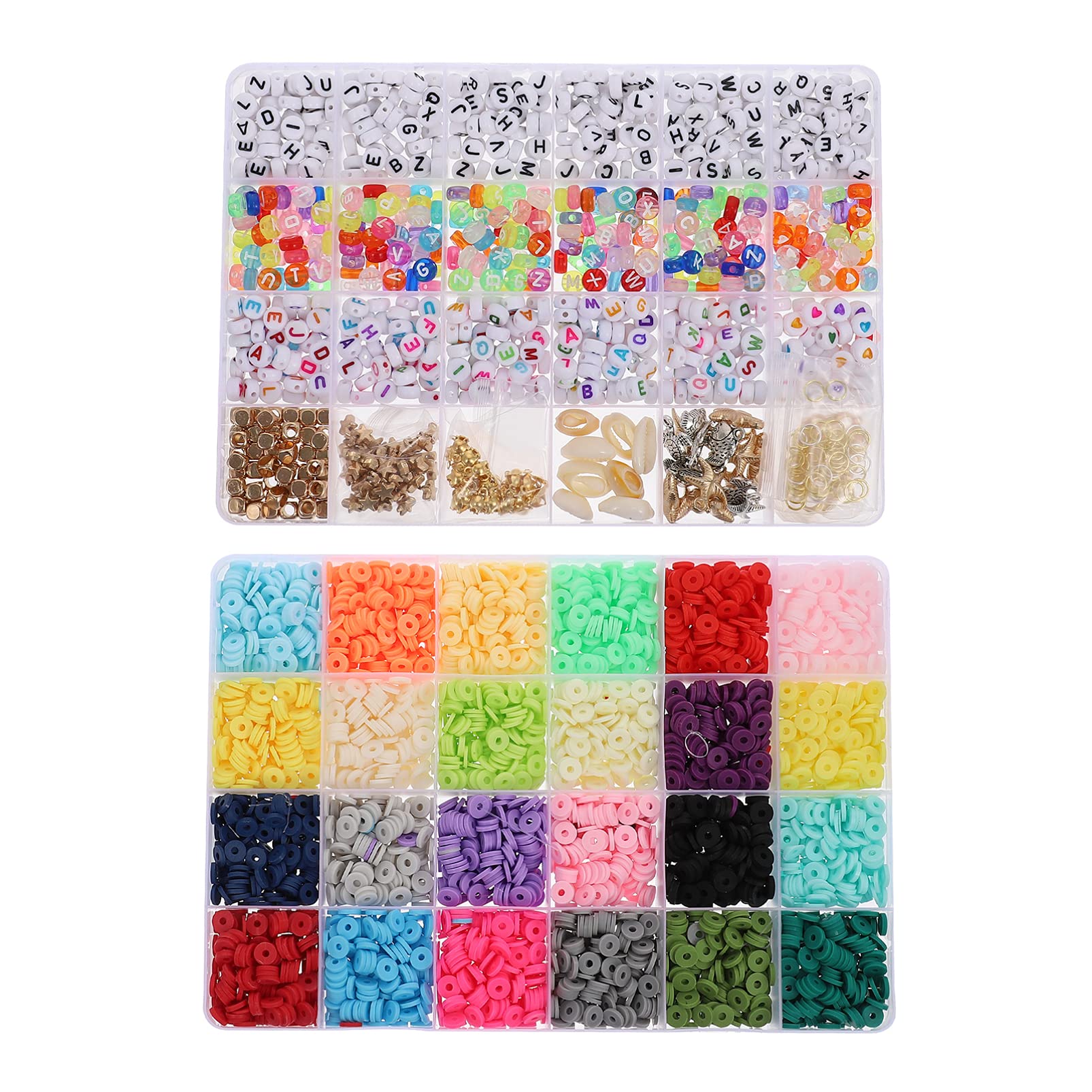 FOMIYES 500pcs Alphabet Beads Set - Polymer Clay Letter Beads, Flatback Buttons & Charms for DIY Jewelry Making - Perfect for Bracelets, Necklaces, Keychains & Scrapbooking