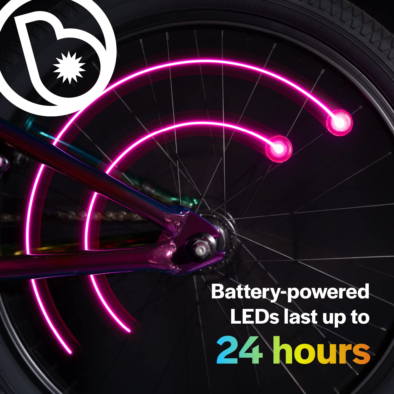 Brightz Orbit LED Bike Spoke Lights - Mini Bicycle Wheel Lights for Kids & Adults, Pink - Perfect for Night Riding, Burning Man, Festivals & Outdoor Adventures