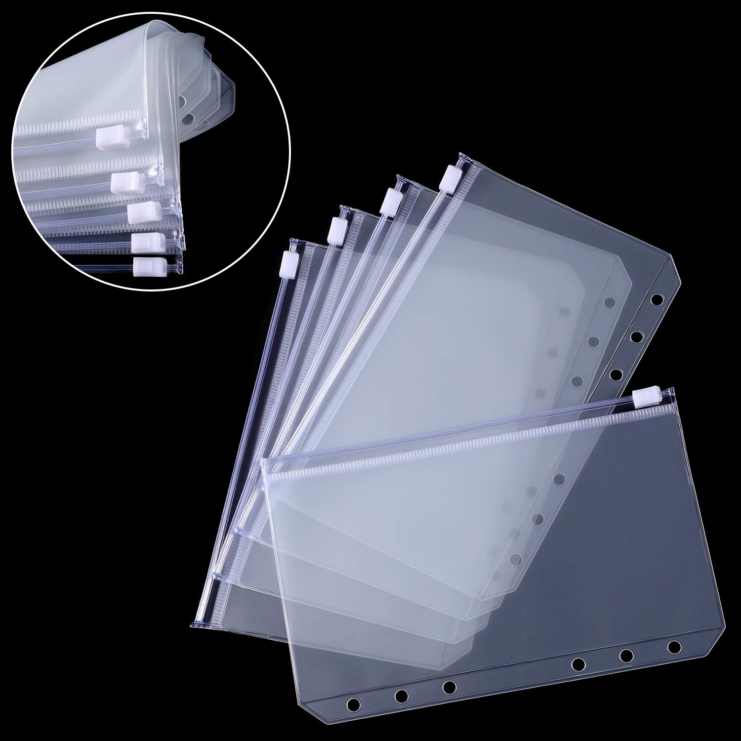15 Pack A6 Clear Zipper Binder Pockets - 6 Hole PVC Document Envelopes for Budgeting, Filing & Organization | Waterproof Loose Leaf Folders for 6-Ring Binders | Perfect for Cash Envelopes, School Supplies & Office Documents