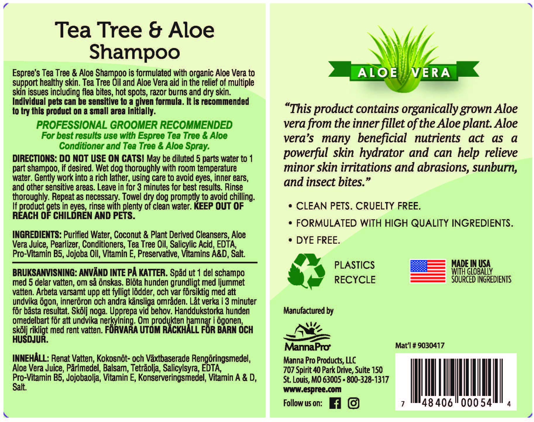 Espree Tea Tree & Aloe Medicated Shampoo for Dogs & Cats - 1 Gallon, Itchy Skin Relief & Soothing Treatment - Perfect for Bathing Pets with Allergies & Skin Irritations