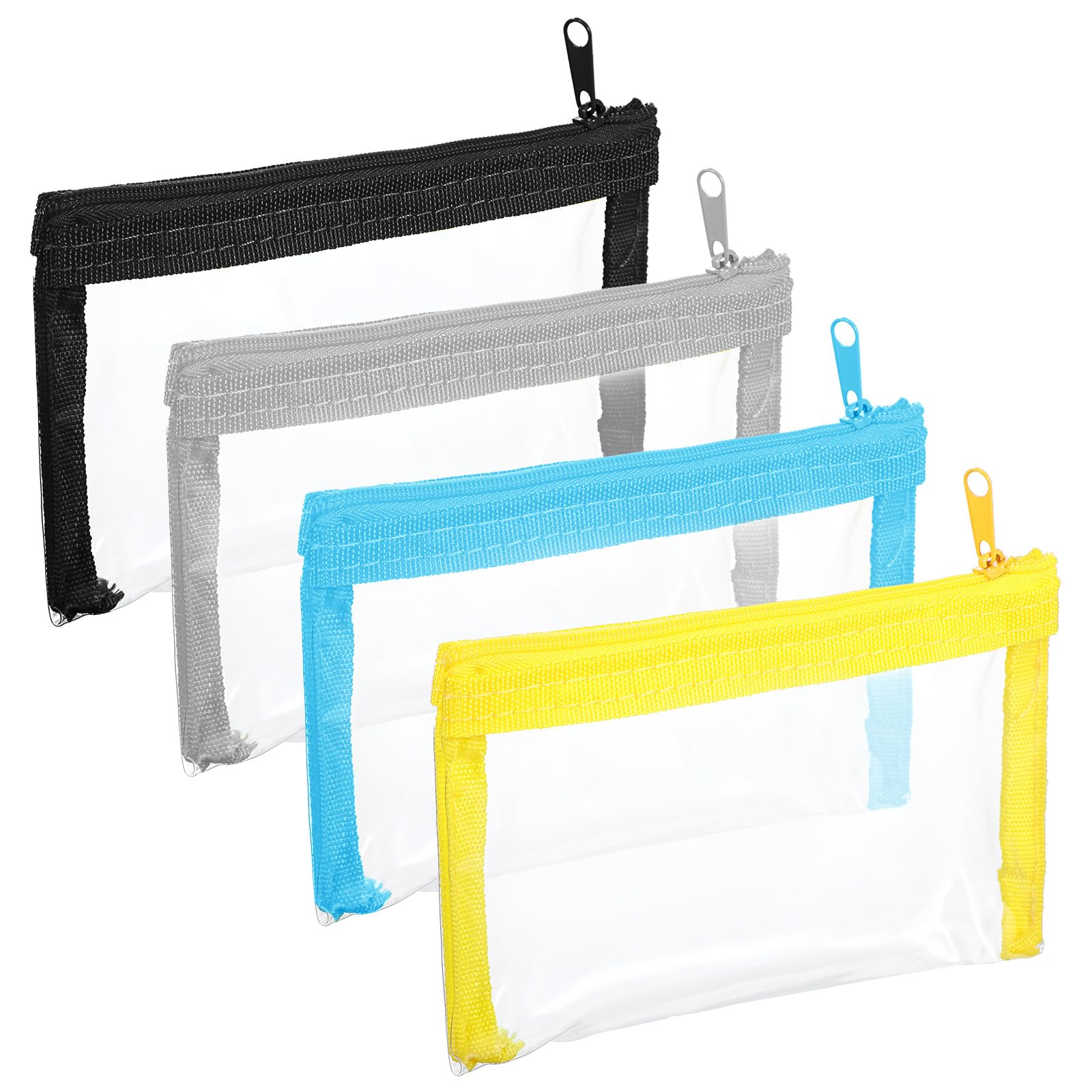 4-Pack Clear Cosmetic Bags 6x3.5 Inch - Waterproof Zippered Makeup Pouches for Travel, Toiletries & Office Organization | Perfect for Daily Use, Gym Essentials & Business Trips