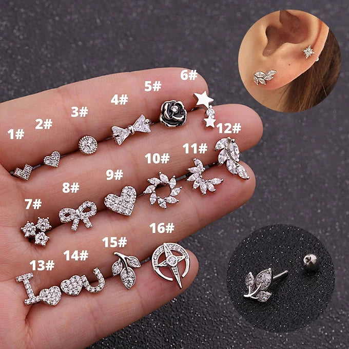 16G Heart Stud Love Conch Upper Ear Piercing Studs - Dainty Cartilage Earrings for Women | Perfect for Valentine's Day, Anniversary Gifts & Everyday Wear | HSPJ1915