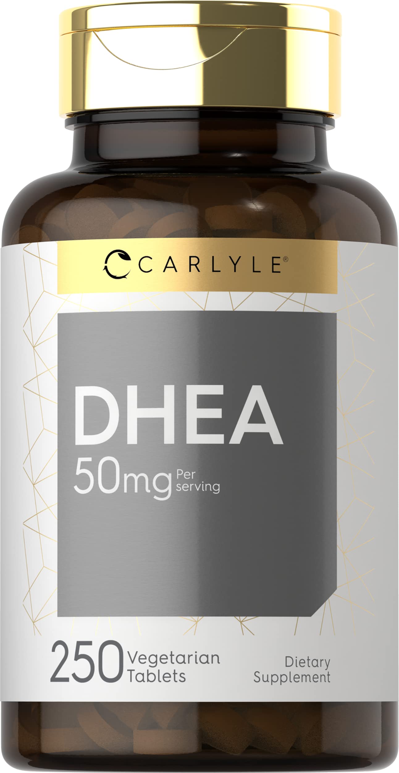 Carlyle DHEA 50mg Supplement | 250 Vegetarian Tablets | Non-GMO, Gluten Free | Supports Hormone Balance & Vitality | Perfect for Men & Women Over 40