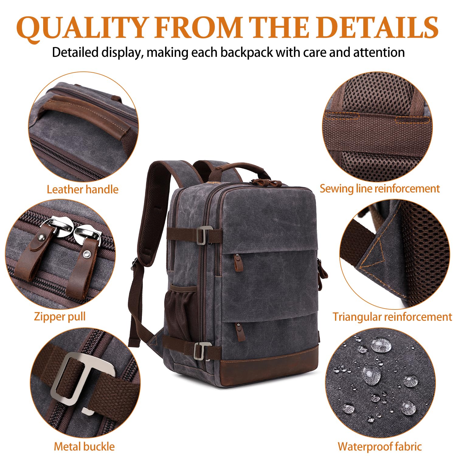 Men's Travel Backpack - 17 Inch Laptop Backpack Carry On Flight Approved, Business Casual Daypack for Hiking & Weekender Trips (Black/Gray) - Perfect for Air Travel, Commuting & Outdoor Adventures