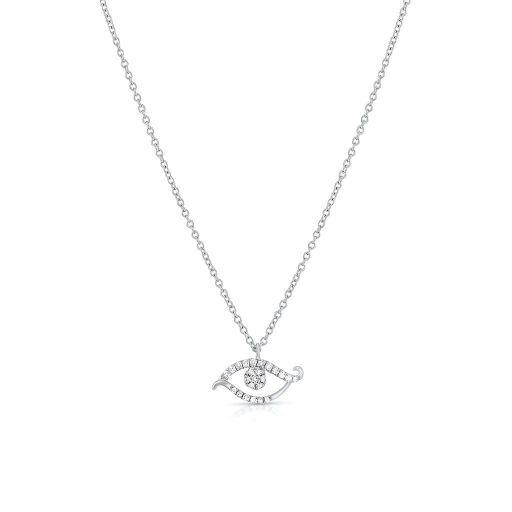 18K White Gold Diamond Evil Eye Pendant Necklace for Women - Elegant Protection Jewelry Gift for Birthday, Anniversary & Special Occasions