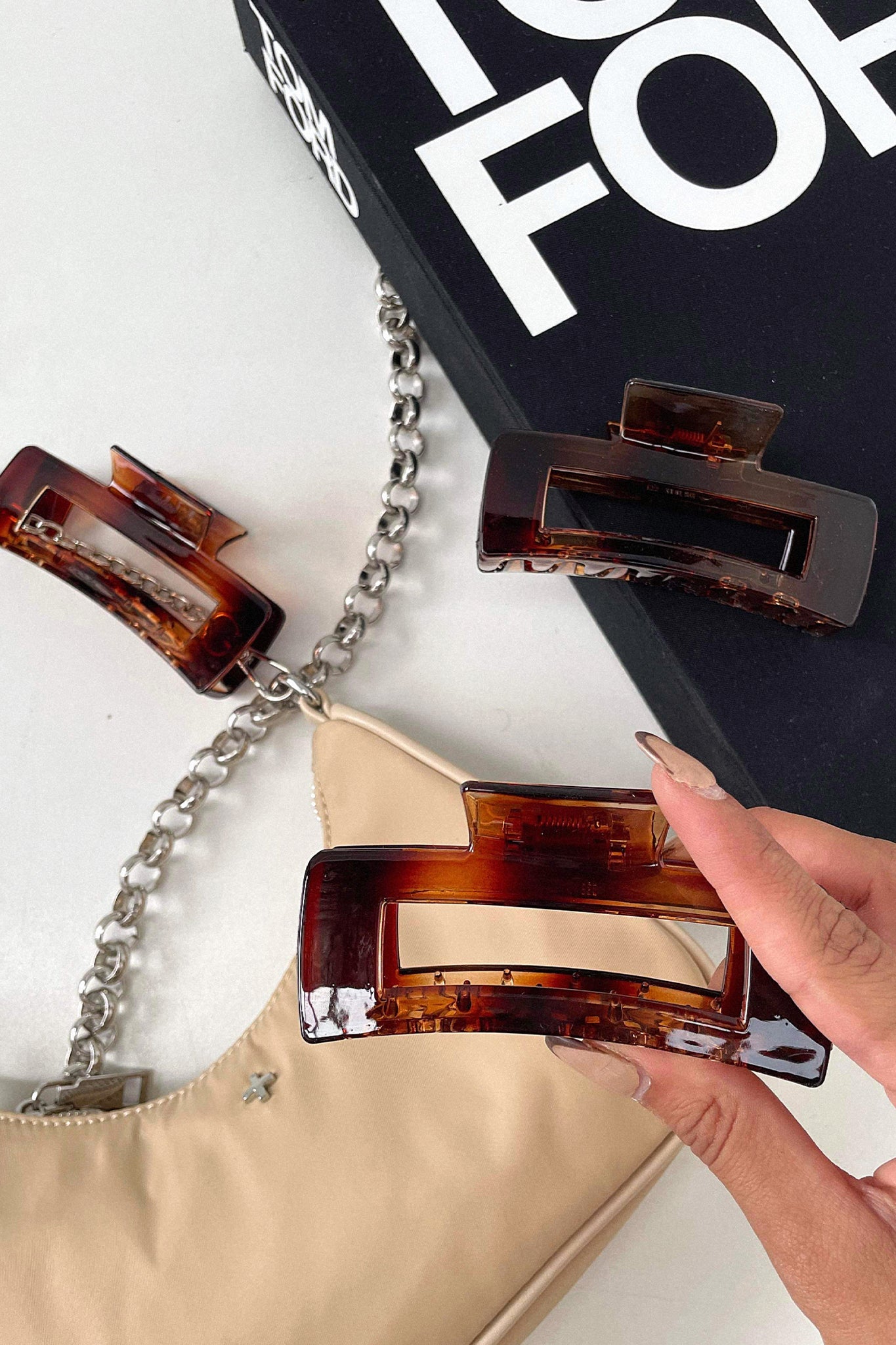 Mika Hair Claw Clip - Brown Glossy Hair Clamp for Women | Strong Hold Hair Accessories for Ponytails, Buns & Updos | Perfect for Work, Gym & Everyday Styling