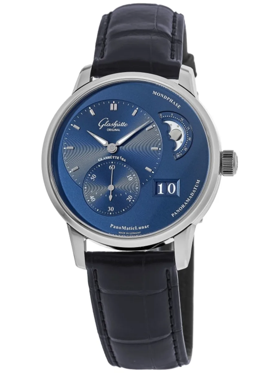 Glashutte Original PanoMatic Lunar Men's Luxury Watch - Stainless Steel Case, Moon Phase & Date Display - Perfect for Business, Formal Events & Watch Collectors