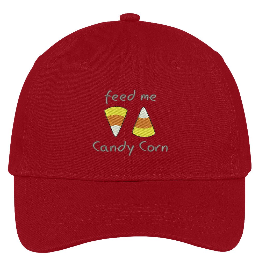 Trendy Halloween Baseball Cap - Feed Me Candy Corn Embroidered Cotton Hat for Women & Men | Perfect for Costume Parties, Trick or Treating & Spooky Season Outfits