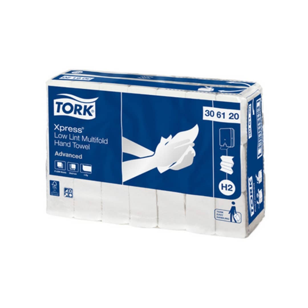 Tork Xpress Multifold Hand Towels - 1-Ply, Low Lint, Slimline (306120 H2) - 209 Sheets per Pack, White - 21 Packs per Carton | Ideal for Restrooms, Kitchens & Office Spaces
