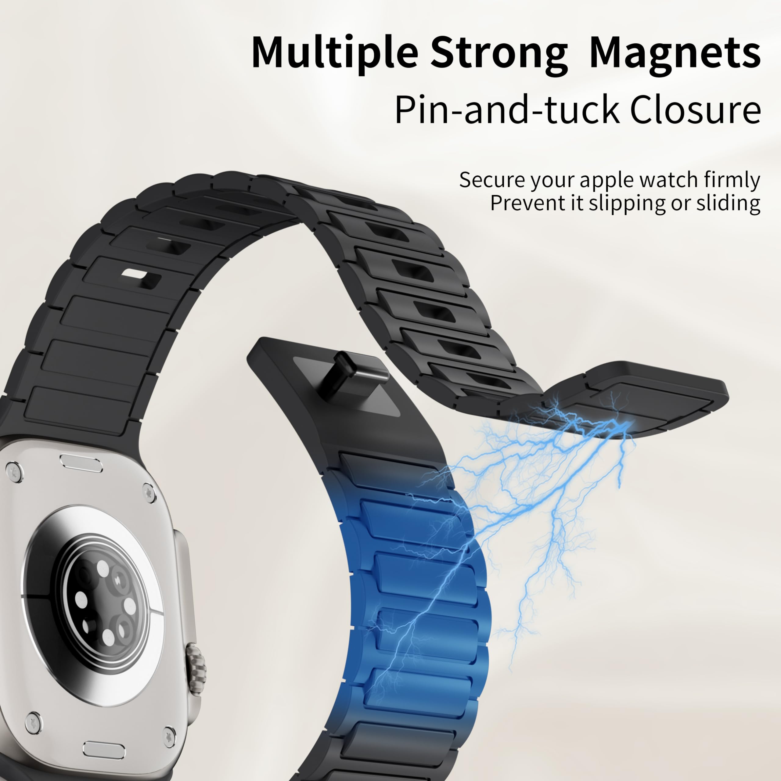 Magnetic Sport Band for Apple Watch Ultra/Series 10/9/8/7/6/5/4/3/SE - 49mm 45mm 46mm 44mm 42mm 41mm 40mm 38mm Silicone Strap for Men & Women - Durable Link Loop Wristband for Gym, Running & Outdoor Activities