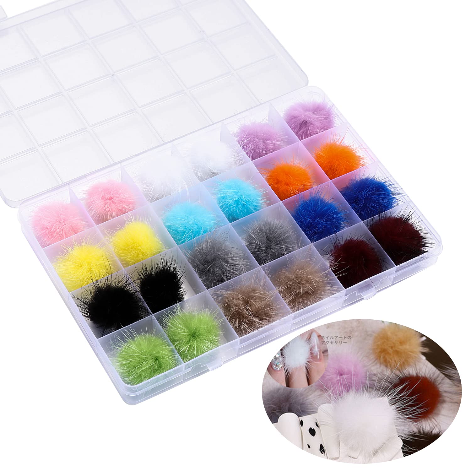 12 Colors Mixed Magnetic Round Poms Nail Art Decorations - DIY 3D Charms Fluffy Plush Ball for Nail Design | Perfect for Manicures, Nail Parties & Creative Nail Art Projects